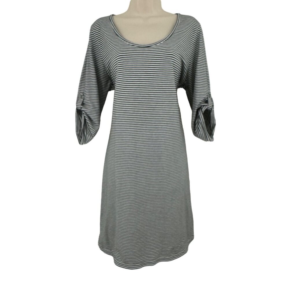 J. Jill Black and White Striped Long Sleeve Dress
